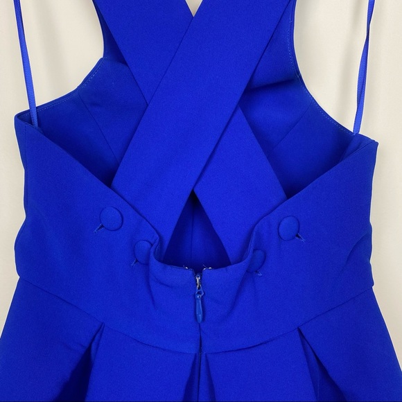 AQ/AQ Maverick Blue Cross Strap Mini Dress With Full Skirt US Size 4 - Picture 6 of 9